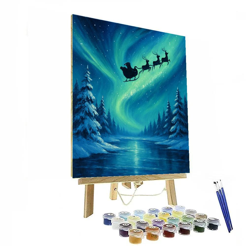 Santa Northern Lights Journey Numbered painting kits