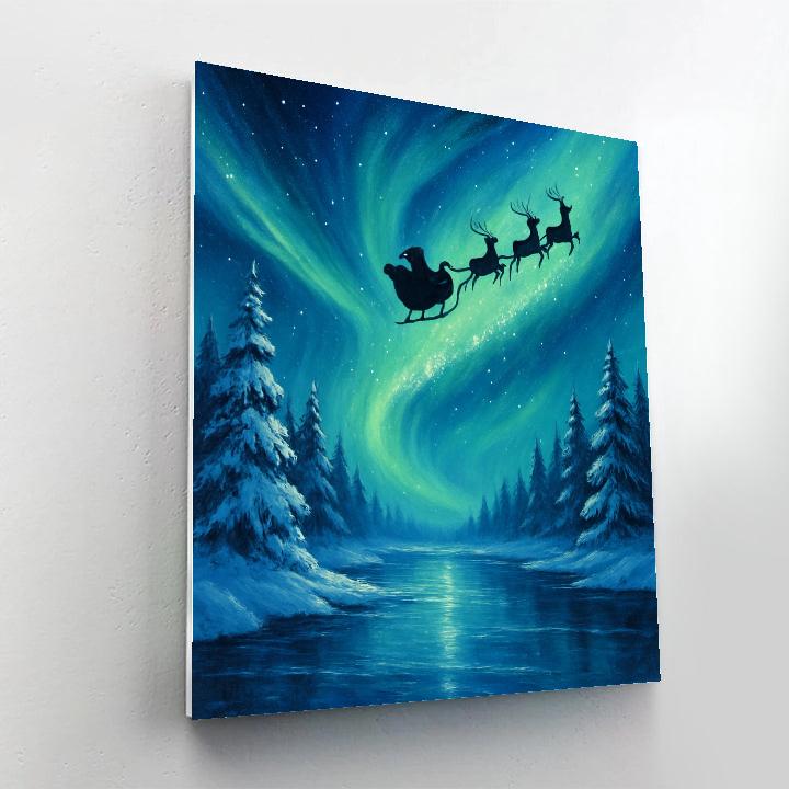 Santa Northern Lights Journey Numbered painting kits