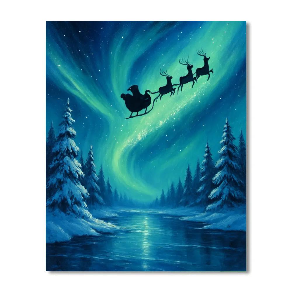 Santa Northern Lights Journey Numbered painting kits