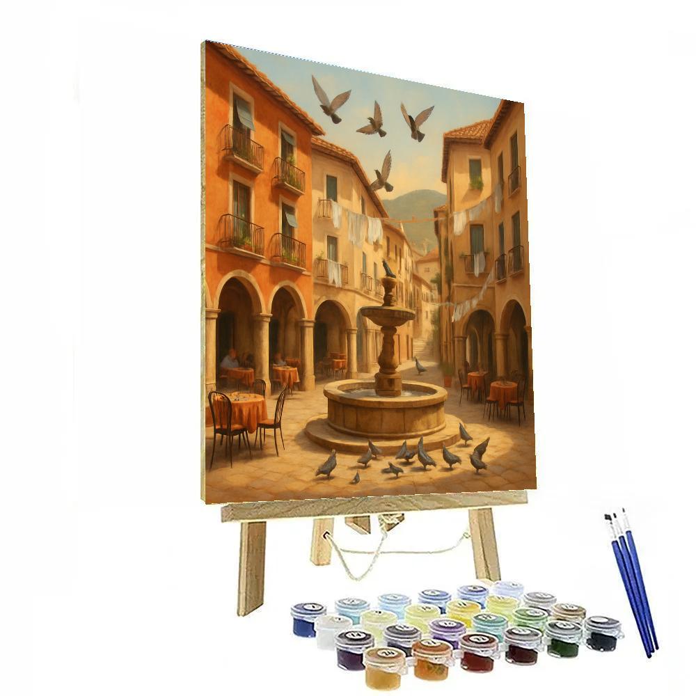 Italy Sunlit Piazza paint by numbers