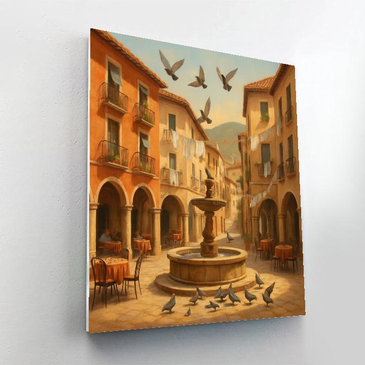 Italy Sunlit Piazza paint by numbers