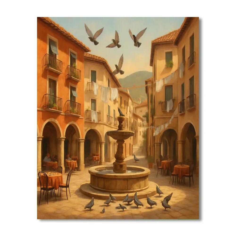 Italy Sunlit Piazza paint by numbers