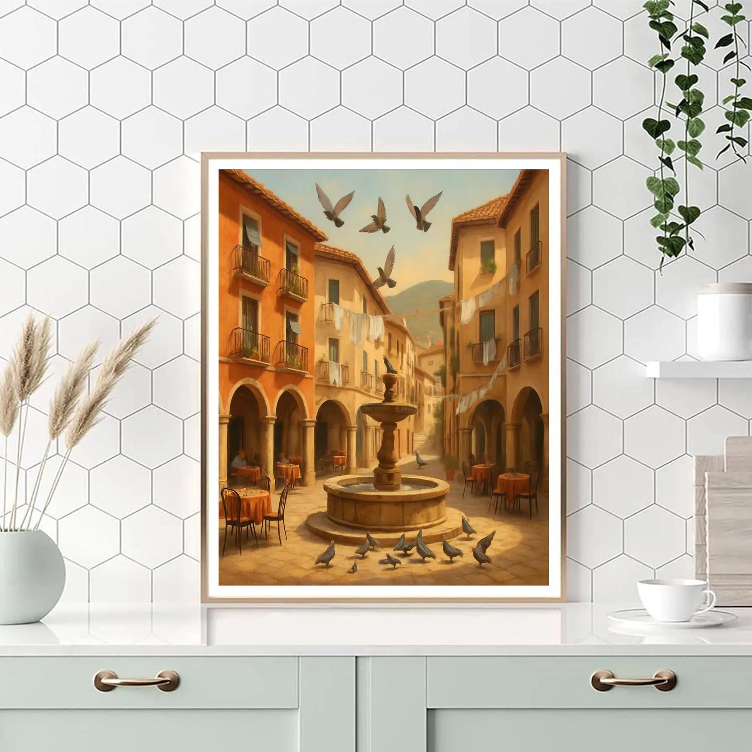 Italy Sunlit Piazza paint by numbers