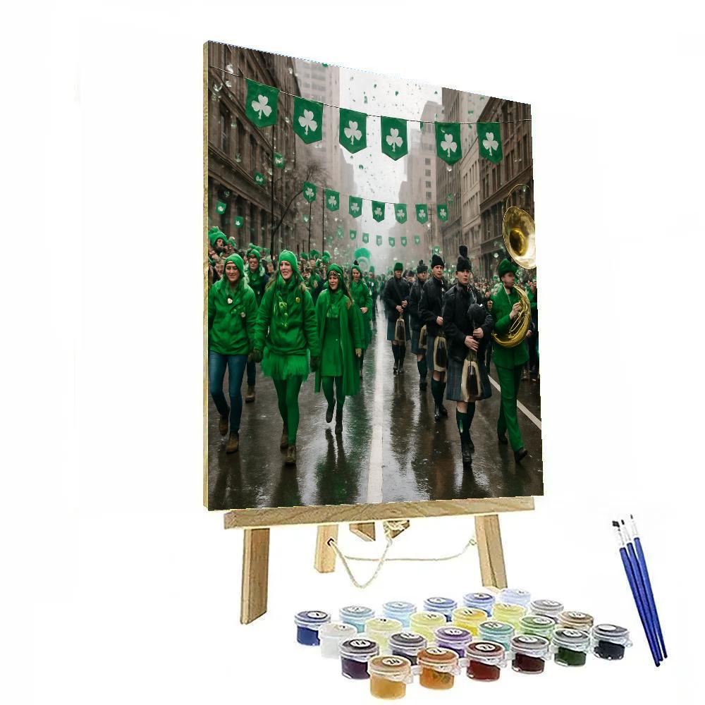 St Patrick Parade Green Stream paint by number