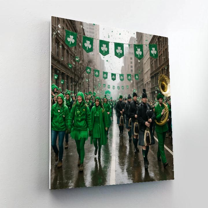 St Patrick Parade Green Stream paint by number