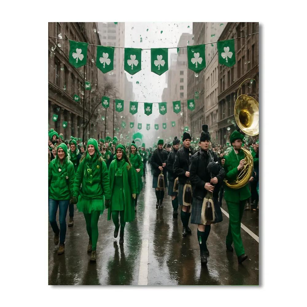 St Patrick Parade Green Stream paint by number