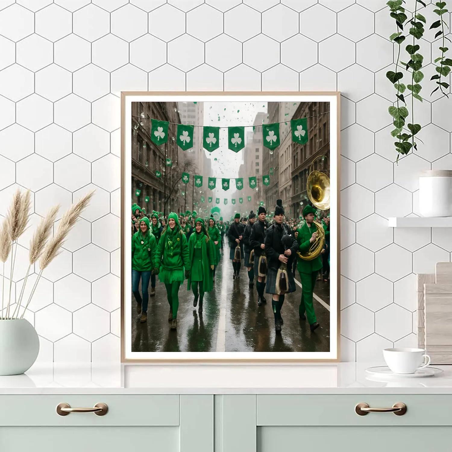 St Patrick Parade Green Stream paint by number