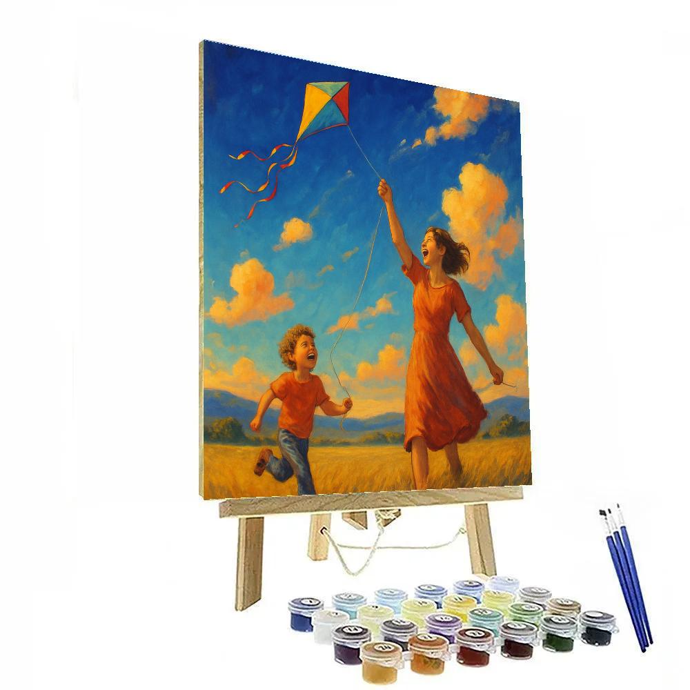 Mother And Child Kite Flying paint by numbers