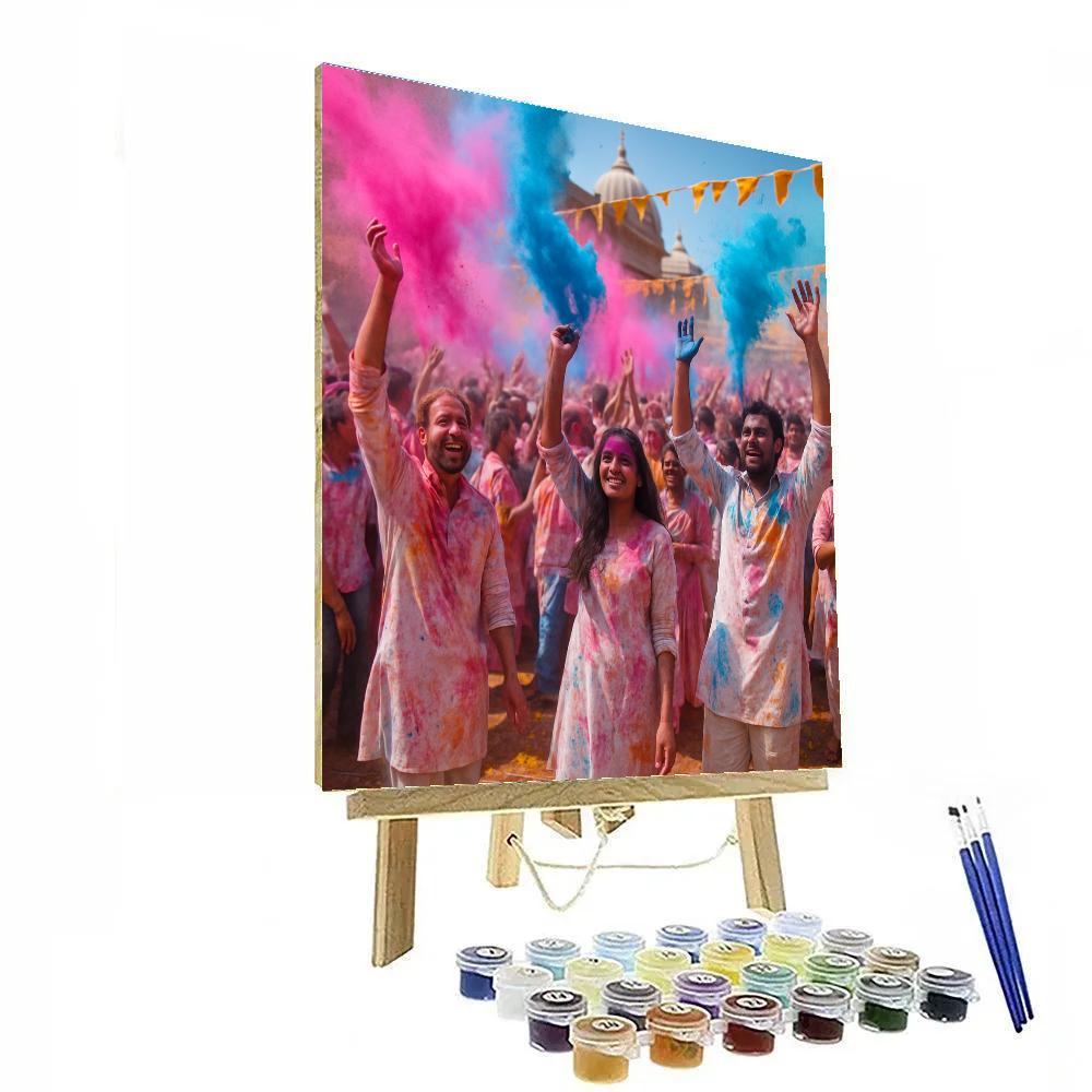 Colorful Holi Festival In Mathura painting number kit