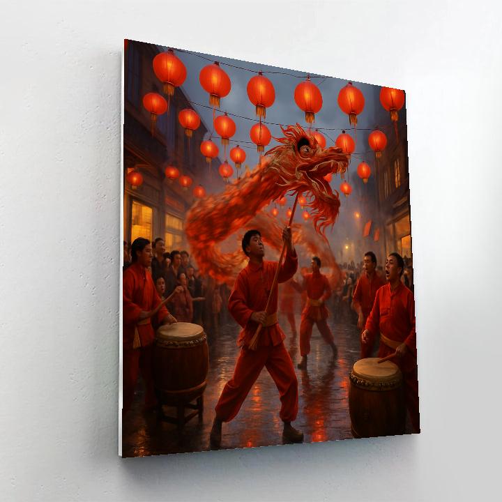 Lunar New Year Dragon Dance Street Parade painting number kit