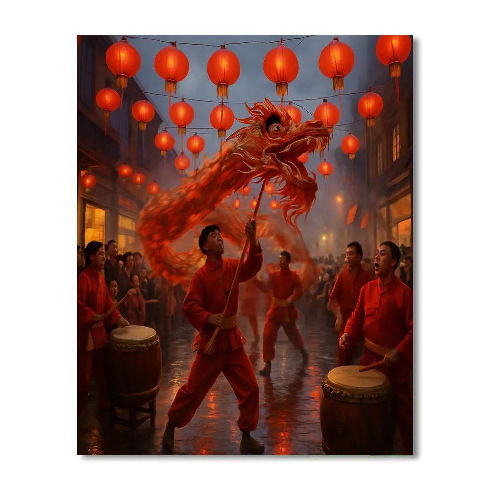 Lunar New Year Dragon Dance Street Parade painting number kit