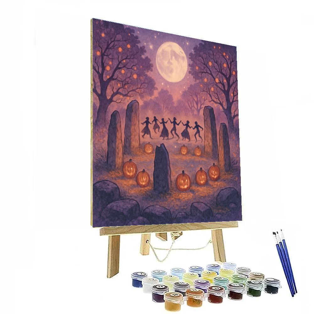 Midnight Orchard Lantern Circle painting number kit