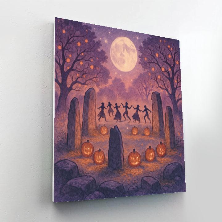 Midnight Orchard Lantern Circle painting number kit