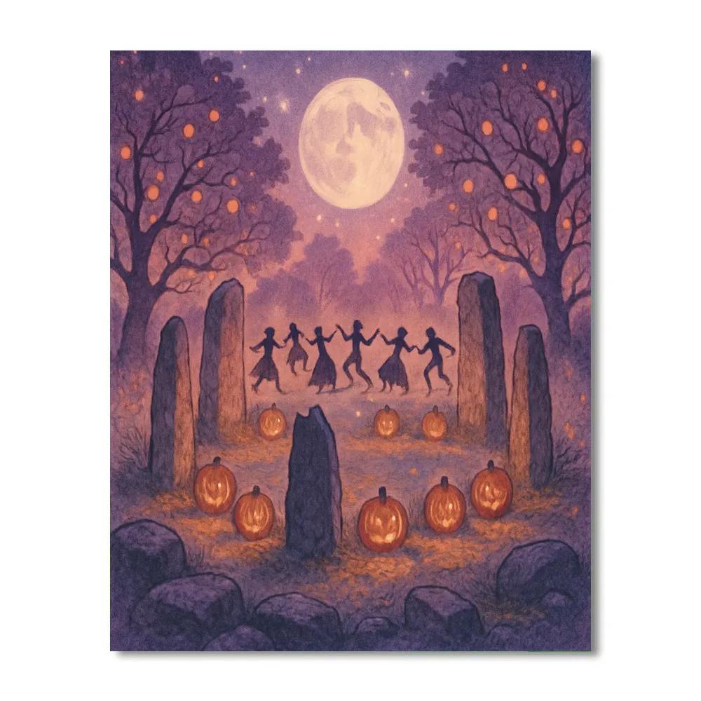 Midnight Orchard Lantern Circle painting number kit