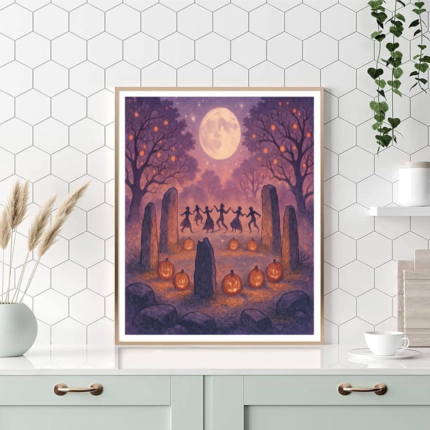 Midnight Orchard Lantern Circle painting number kit