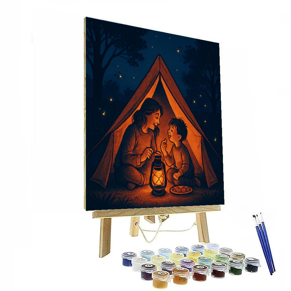 Backyard Camping Storytime With Mother Painting by numbers kit