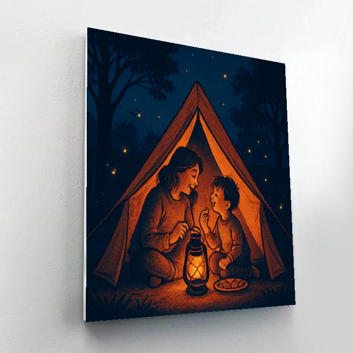 Backyard Camping Storytime With Mother Painting by numbers kit