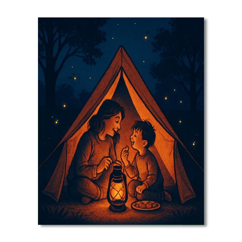 Backyard Camping Storytime With Mother Painting by numbers kit