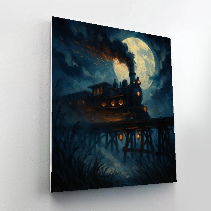 Sinister Lantern Train Crossing paint by number