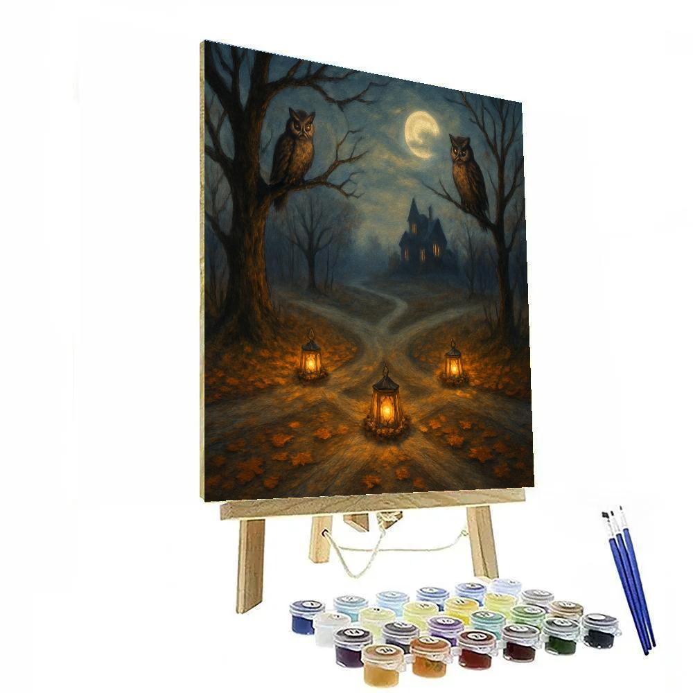 Lantern Wreathed Crossroads Number painting