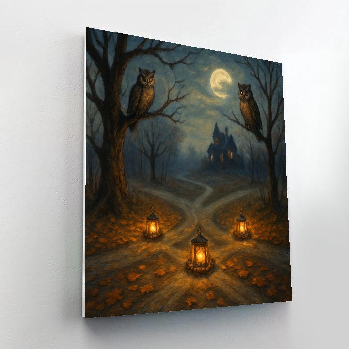 Lantern Wreathed Crossroads Number painting