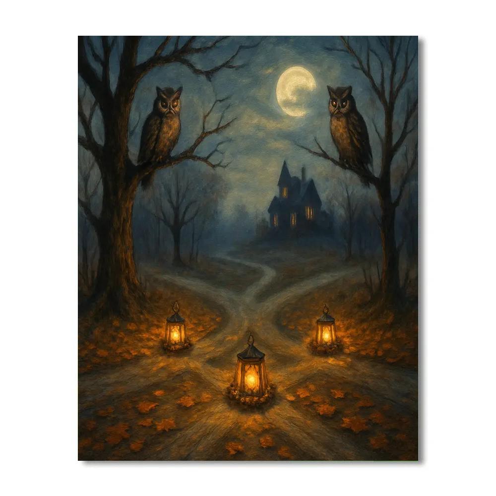 Lantern Wreathed Crossroads Number painting