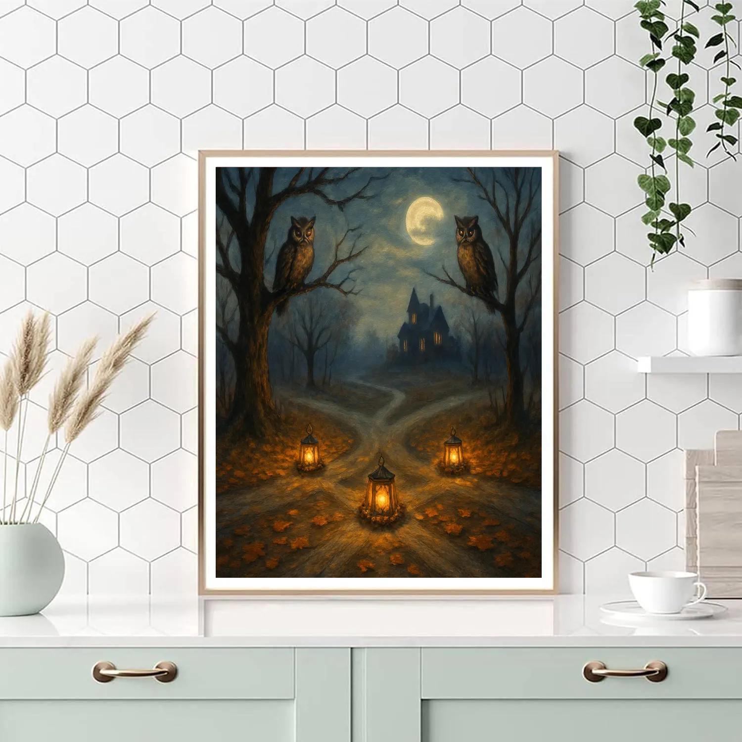 Lantern Wreathed Crossroads Number painting
