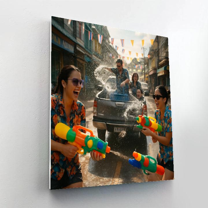 Songkran Water Festival In Thai Streets Paint by numbers art