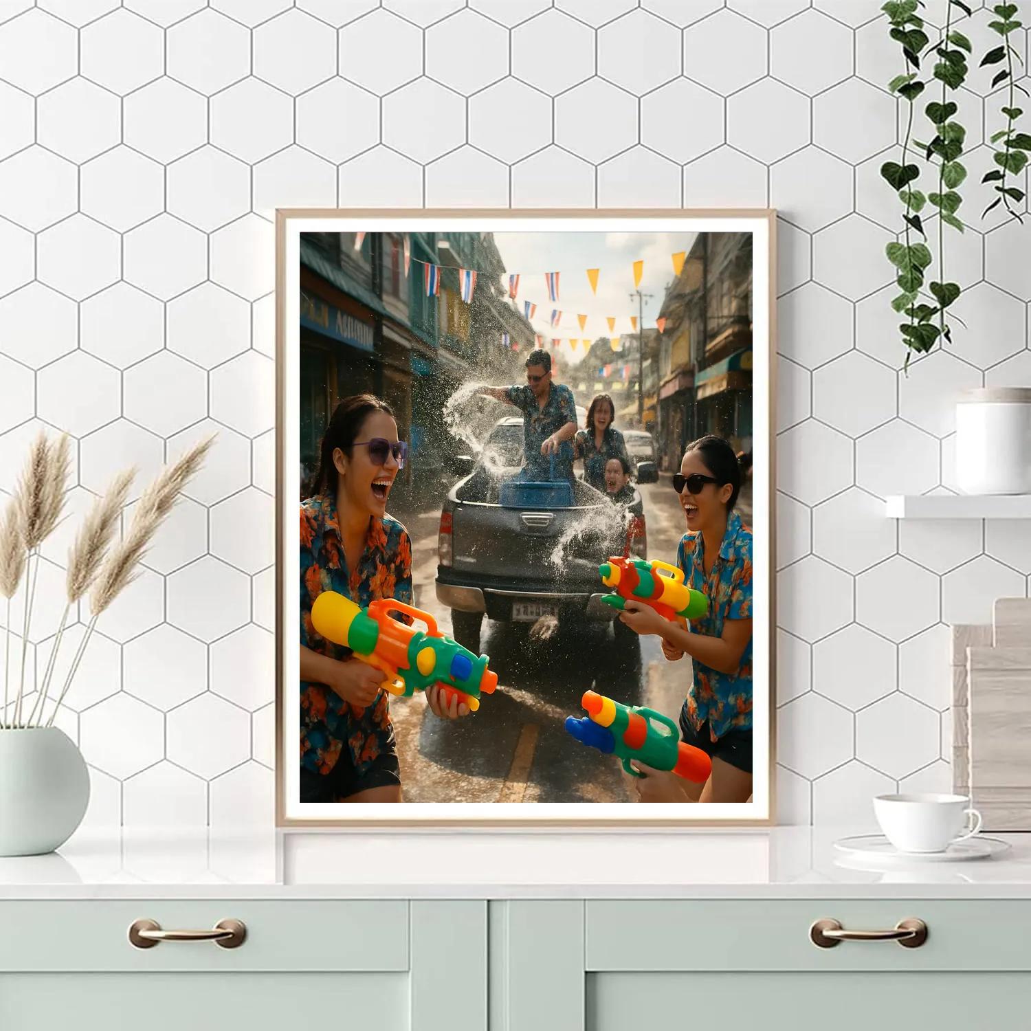 Songkran Water Festival In Thai Streets Paint by numbers art