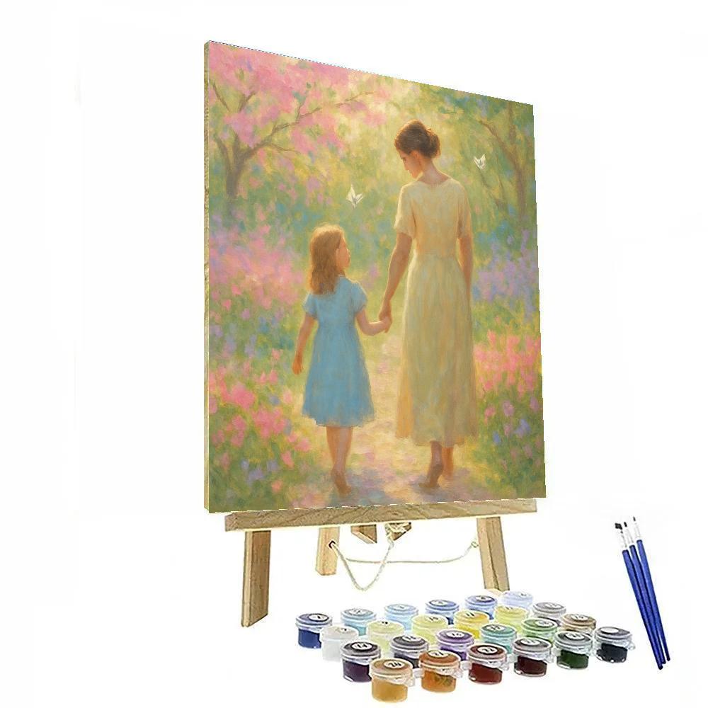 Cherished Garden Walk With Mom paint by numbers