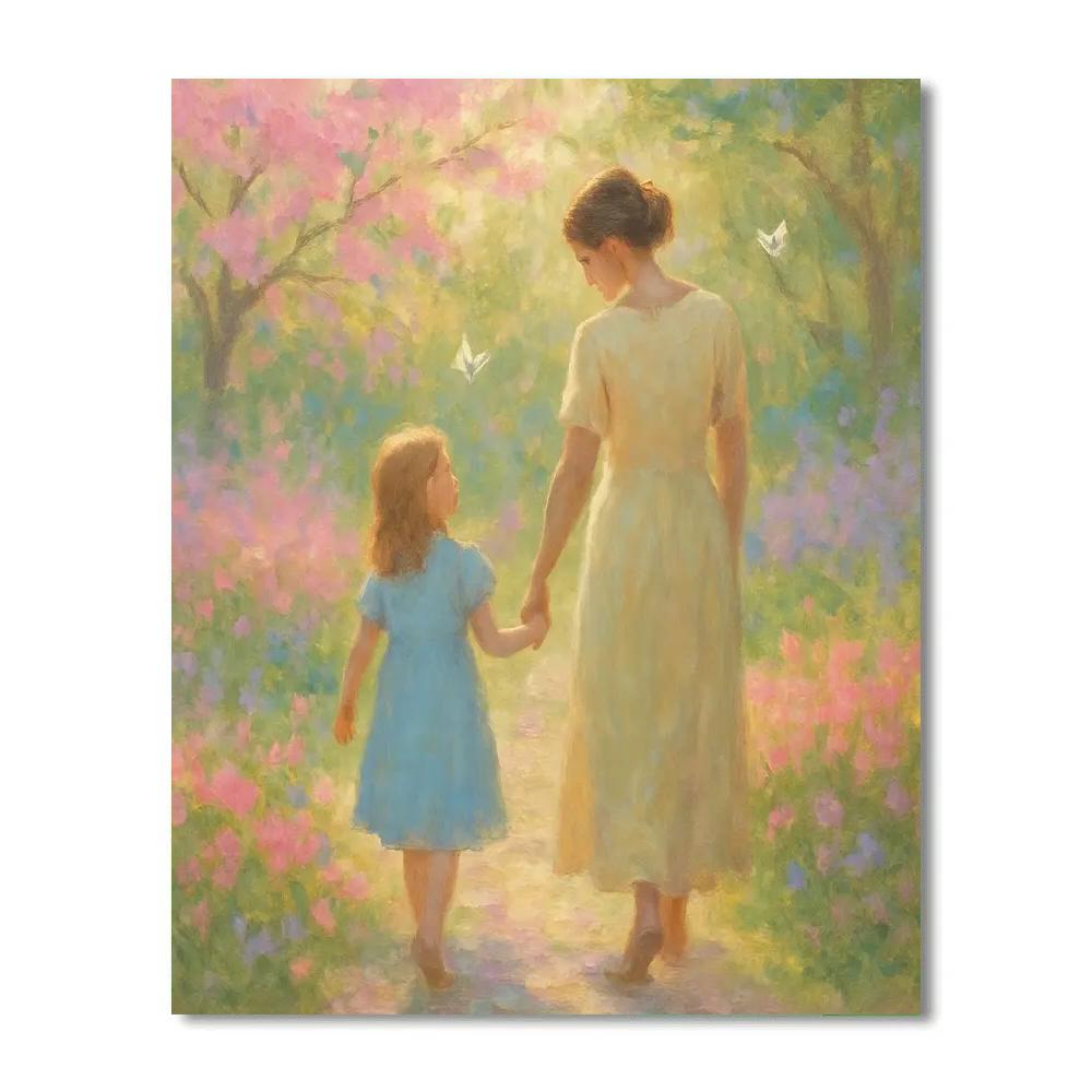 Cherished Garden Walk With Mom paint by numbers