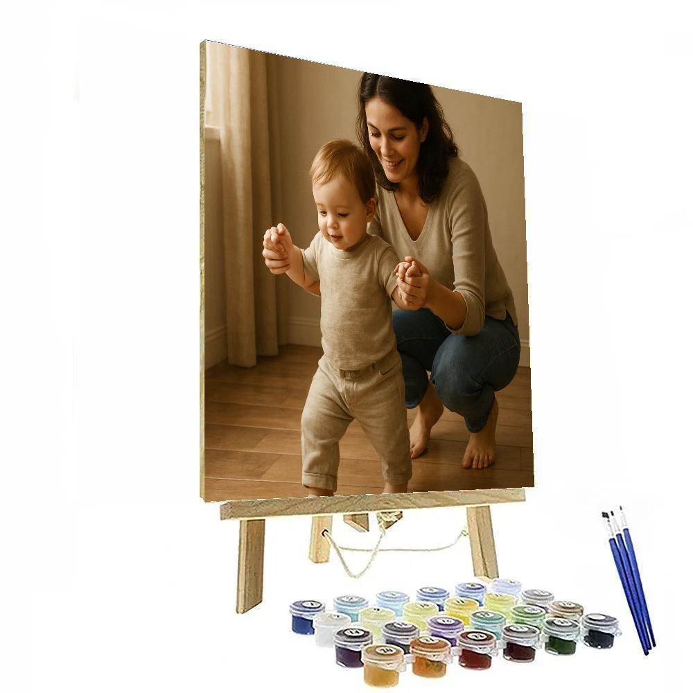 Guiding Hands Through First Steps Number painting