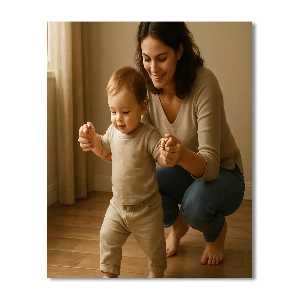 Guiding Hands Through First Steps Number painting