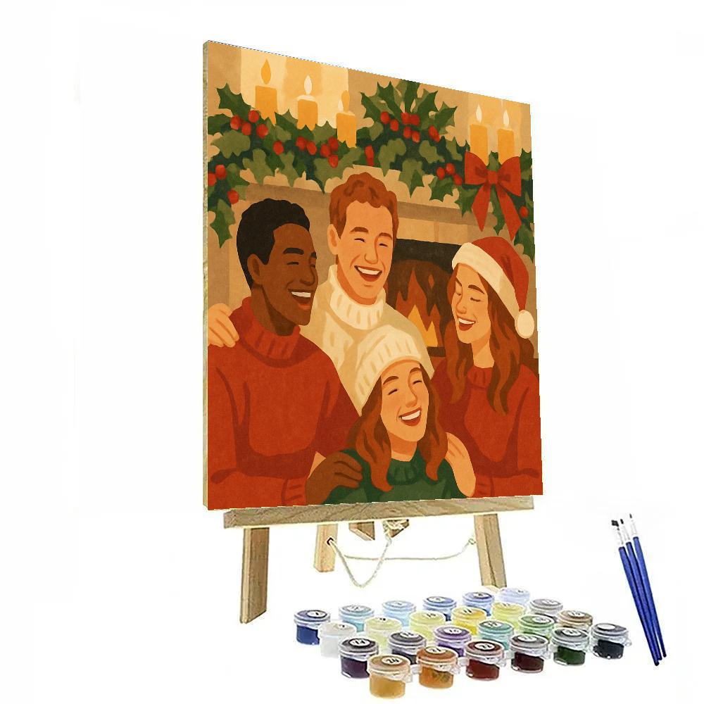 Holly-Jolly Hearthside Hub Painting by numbers kit
