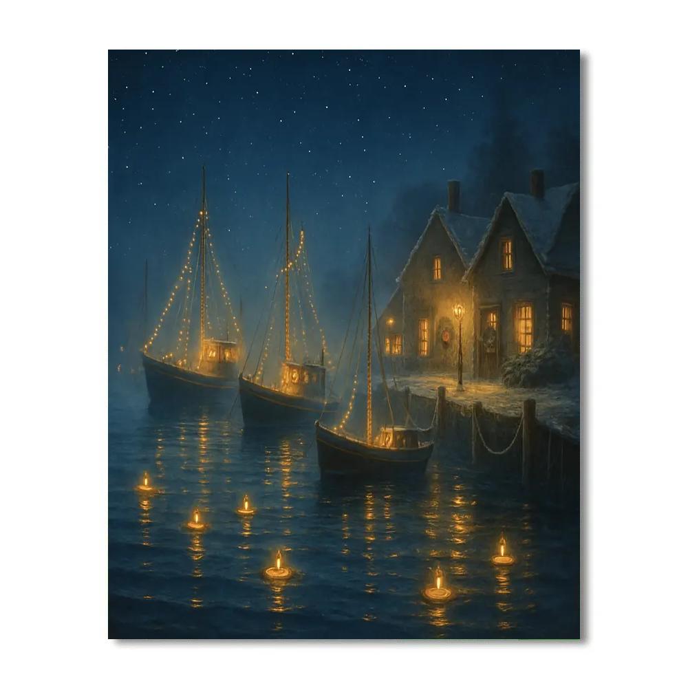 Festive Harbor Candles Numbered painting kits