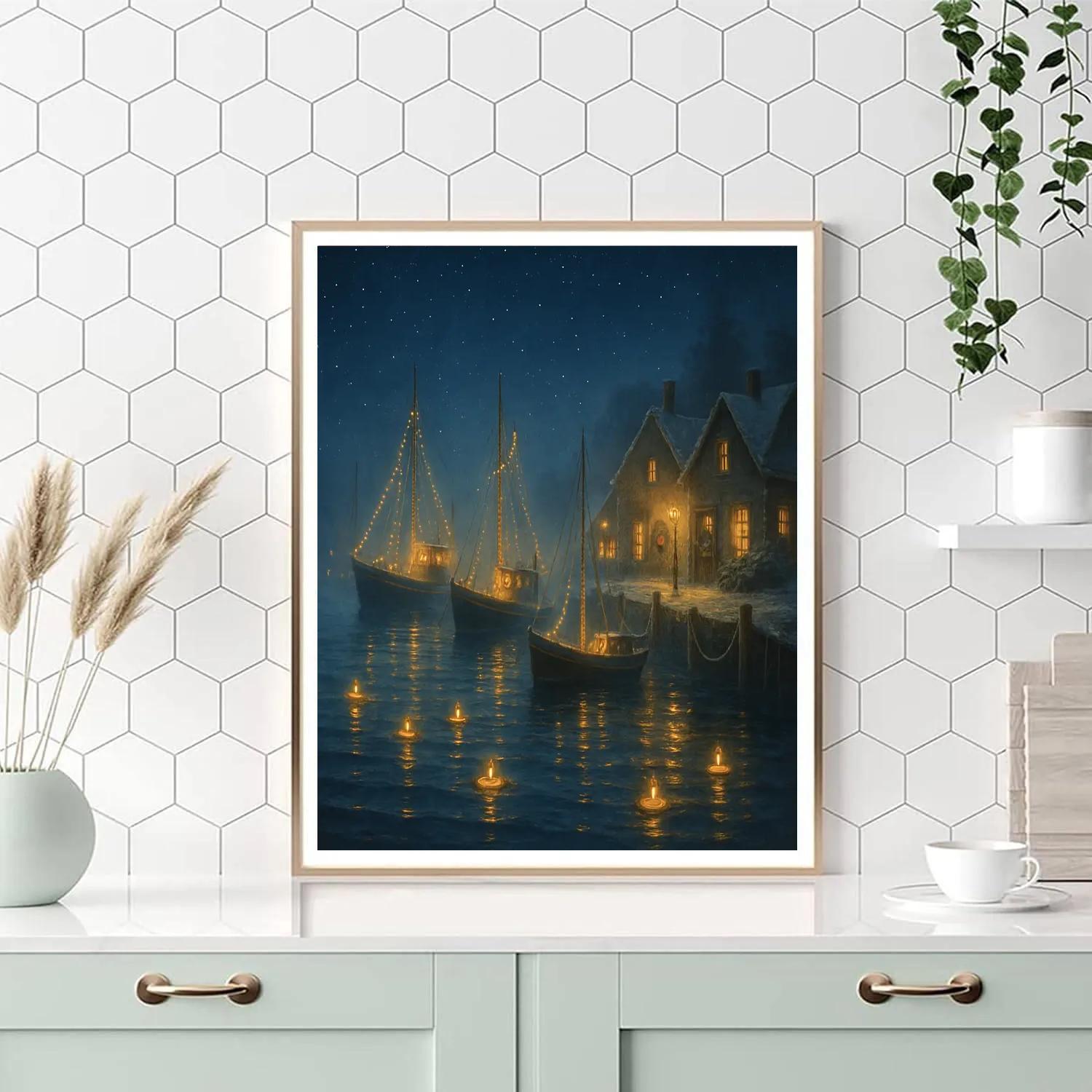 Festive Harbor Candles Numbered painting kits