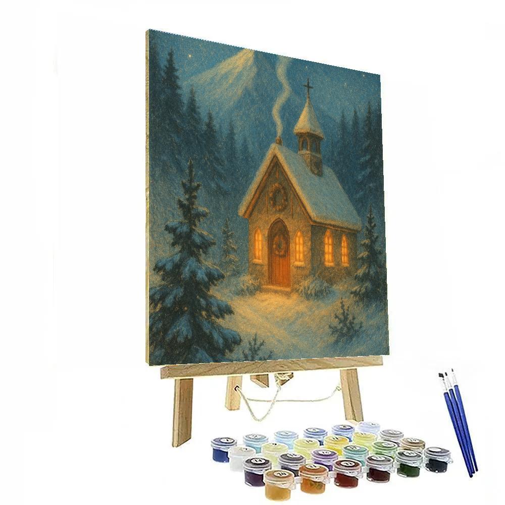 Mountain Chapel Candlelight Painting by numbers kit