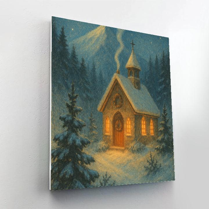 Mountain Chapel Candlelight Painting by numbers kit