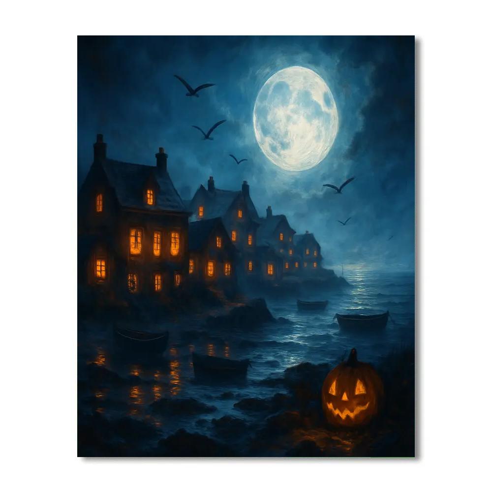 Midnight Lantern Lighthouse Village Paint by numbers kits