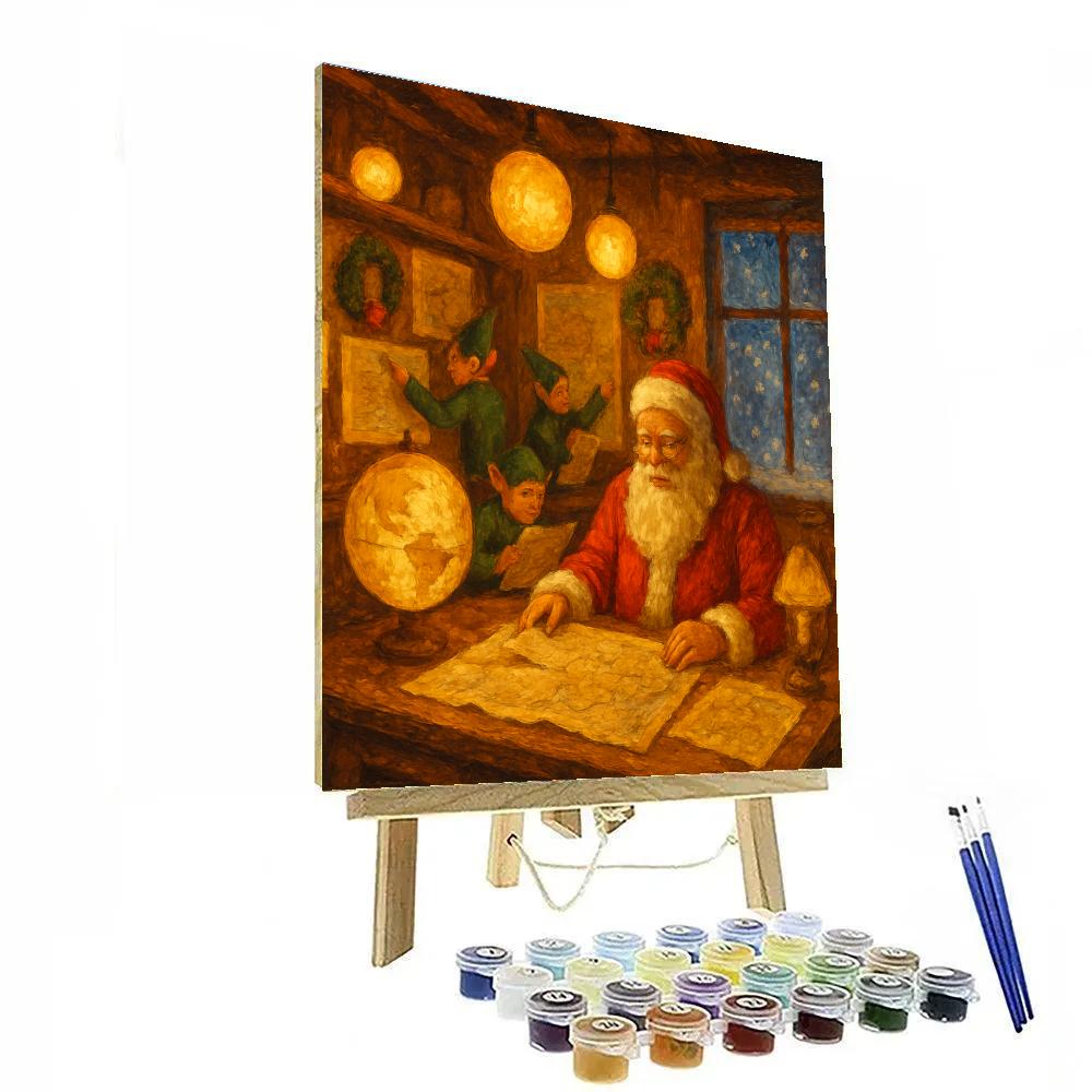 Santas Map Room Glow paint by number
