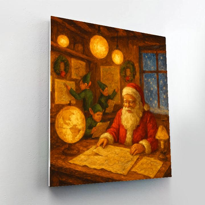 Santas Map Room Glow paint by number