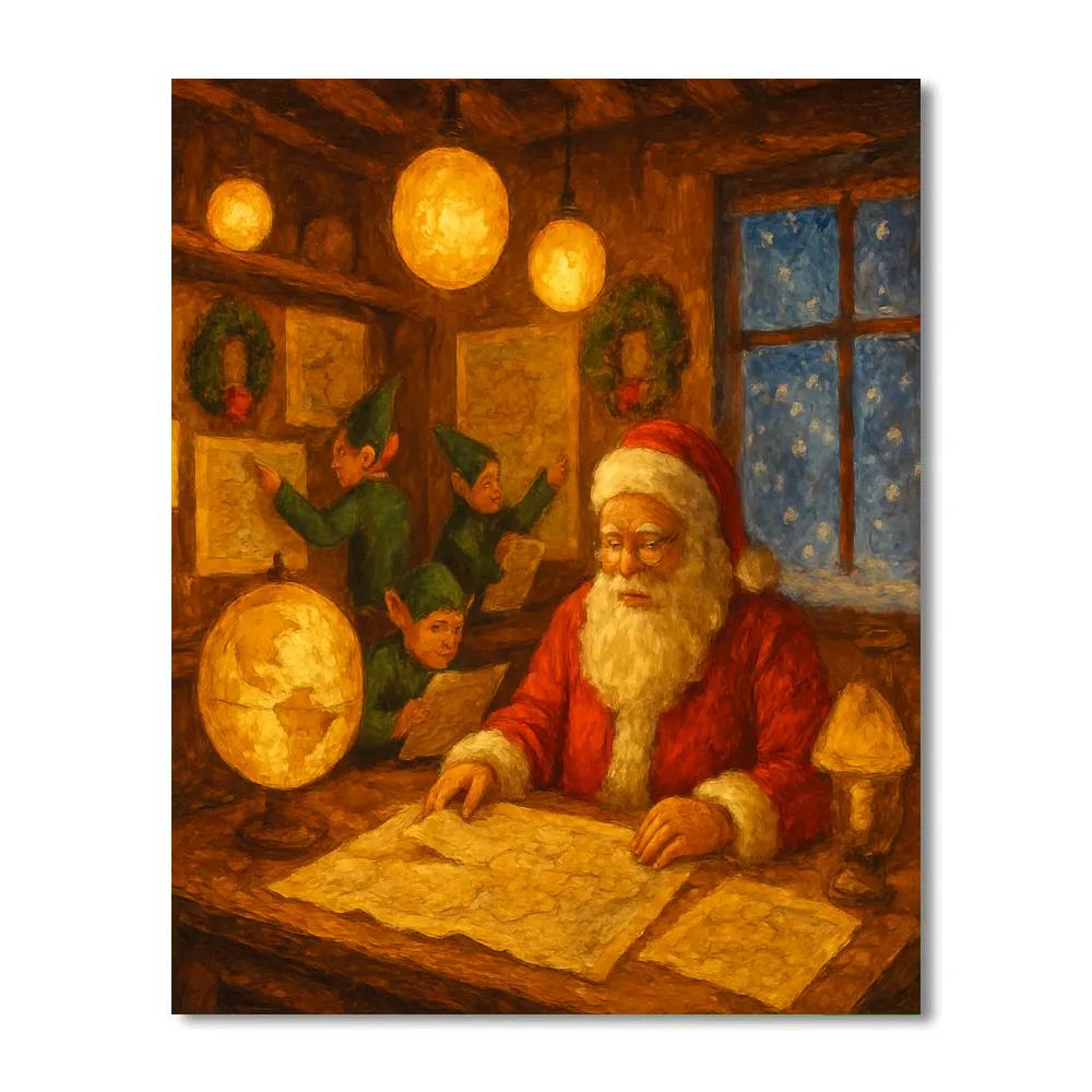 Santas Map Room Glow paint by number