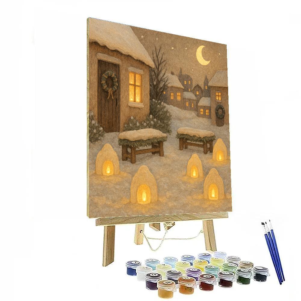 Snow Lantern Courtyard painting number kit