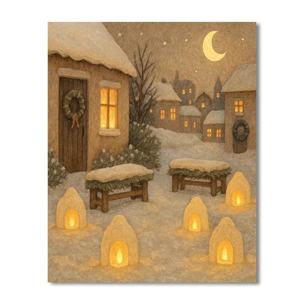 Snow Lantern Courtyard painting number kit