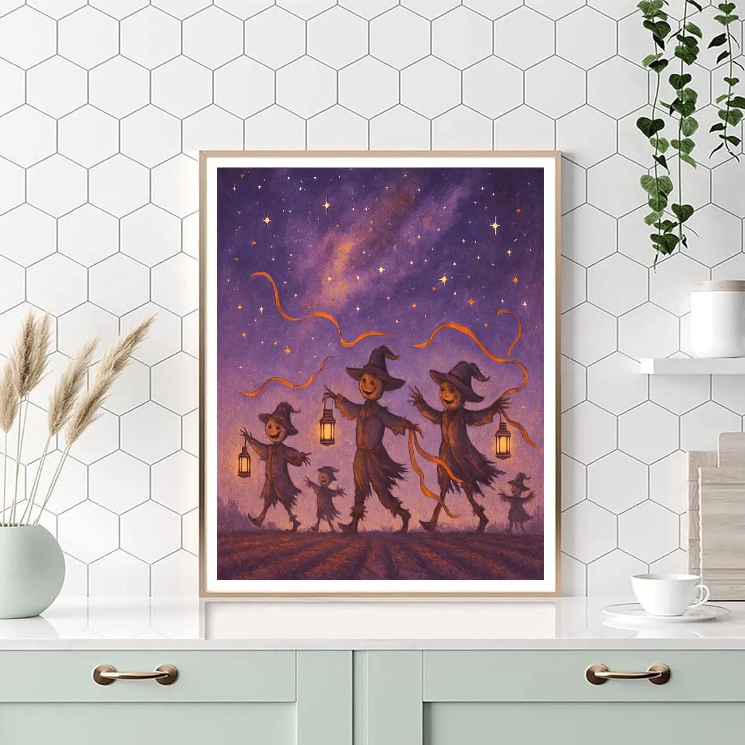 Starlit Scarecrow Parade paint by number