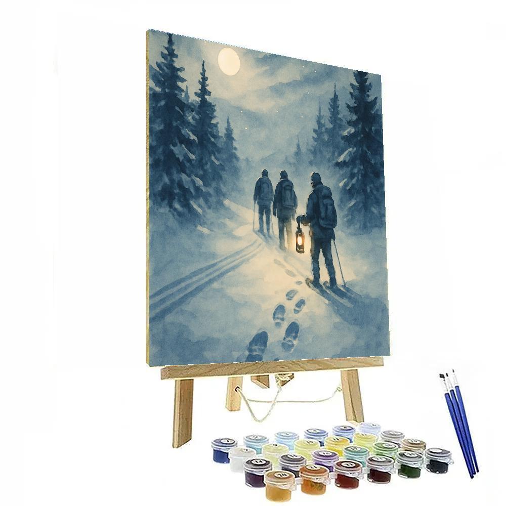 Moonlit Snowshoe Trail paint by number