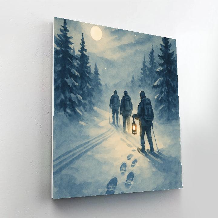 Moonlit Snowshoe Trail paint by number