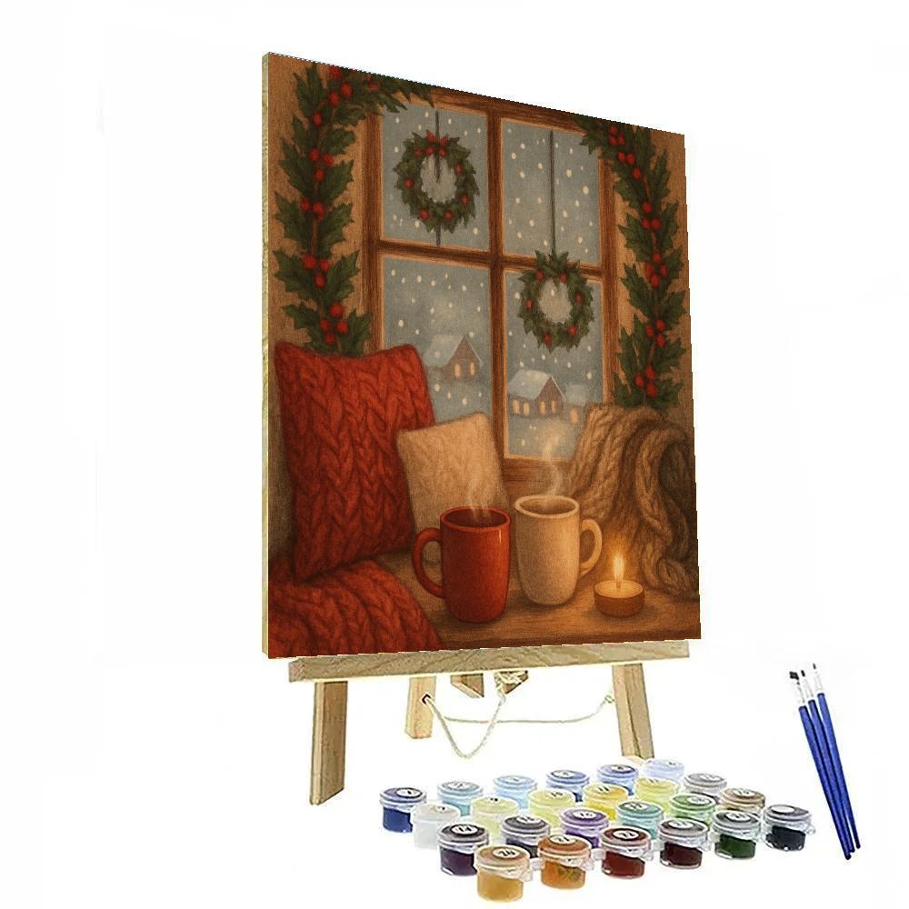 Holly Wreath Window Nook Painting by numbers kit