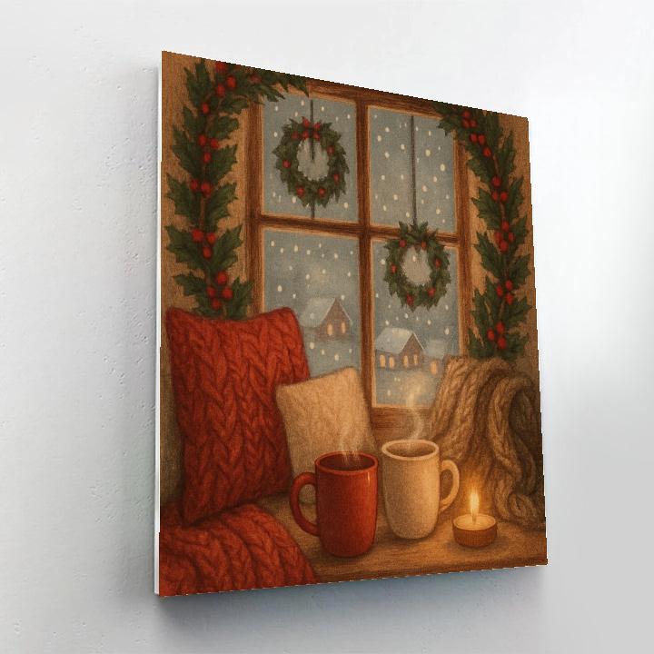 Holly Wreath Window Nook Painting by numbers kit