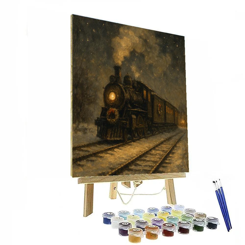 Frosted Lantern Train Crossing Paint by numbers art